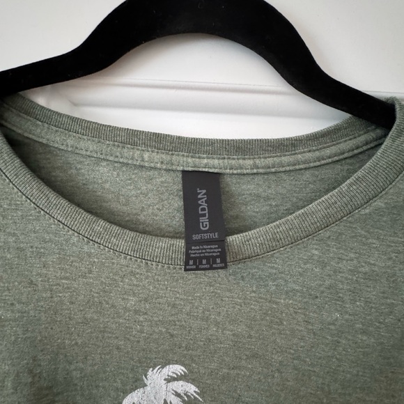 Honeymoon Matching Olive T-Shirt with Palm Design - Picture 2 of 4